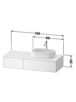 Duravit Zencha jobbos alsószekrény 130, tölgy fiókrendezővel, fehér üveg/matt grafit ZE4817064800K00