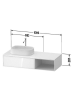 Duravit Zencha balos alsószekrény 130, tölgy fiókrendezővel, strukturált fekete/matt taupe ZE4818063830J00