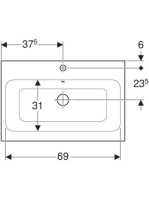 Geberit iCon pultra ültethető mosdó 75x48,5 cm, csaplyukkal és túlfolyóval, fehér 124575000