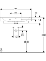 Geberit iCon pultra ültethető mosdó 75x48,5 cm, csaplyukkal és túlfolyóval, fehér 124575000