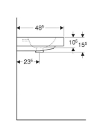 Geberit iCon pultra ültethető mosdó 75x48,5 cm, csaplyukkal és túlfolyóval, fehér 124575000