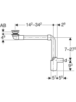 Geberit helytakarékos kivitelű mosdószifon, szabad kifolyással és szelepfedéllel, fényes króm 152.084.21.1