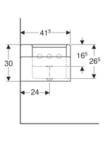 Geberit Bambini gyermekmosdó négy mosdócsaptelephez 180x41,5 cm, túlfolyó nélkül, alacsonyabb mosdó jobb oldalon 430050016