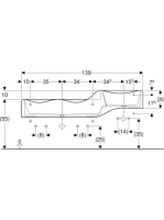 Geberit Bambini gyermekmosdó három mosdócsaptelephez 139x41,5 cm, túlfolyó nélkül, alacsonyabb mosdó bal oldalon 430300016