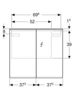 Geberit Option Plus tükrös szekrény 75x70 cm, LED világítással, két ajtóval 500.206.00.1