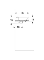 Geberit Smyle Square kézmosó 45x36 cm, aszimmetrikus túlfolyóval, fehér 500.222.01.1