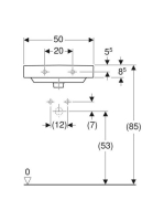 Geberit Smyle Square kézmosó 50x41 cm, csaplyukkal és túlfolyóval 500.256.01.1
