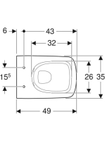 Geberit Selnova Compact mélyöblítésű fali WC 35x49 cm, rövidített kivitel, Rimfree 500.280.01.7