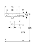 Geberit Selnova Compact balos kézmosó 45x25 cm, rövidített kivitel, túlfolyóval 500.319.01.5
