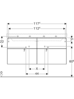 Geberit Xeno² alsó szekrény mosdóhoz 117,4x46,2 cm, négy fiókkal, faerezetes szürke 500.518.43.1