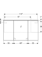 Geberit Option Plus tükrös szekrény 120x70 cm, LED világítással, három ajtóval 500.592.00.1