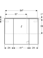 Geberit Option Plus tükrös szekrény 90x70 cm, LED világítással, három ajtóval 500.594.00.1