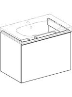 Geberit Acanto alsó szekrény mosdóhoz, egy fiókkal egy belső fiókkal 75 cm matt láva/fényes láva üveg (500.611.JK.2)