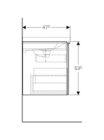 Geberit Acanto alsó szekrény mosdóhoz, egy fiókkal egy belső fiókkal 75 cm matt láva/fényes láva üveg (500.611.JK.2)