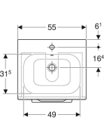 Geberit Selnova Square 2 fiókos mosdószekrény 55 cm, keskeny peremű mosdóval, világos hikoridió 501.235.00.1