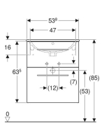 Geberit Selnova Square 2 fiókos mosdószekrény 55 cm, keskeny peremű mosdóval, világos hikoridió 501.235.00.1