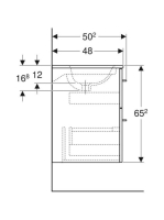 Geberit Selnova Square 2 fiókos mosdószekrény 55 cm, keskeny peremű mosdóval, világos hikoridió 501.235.00.1