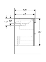 Geberit Selnova Square 2 fiókos mosdószekrény 60 cm, keskeny peremű mosdóval, matt láva 501.237.00.1