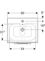 Geberit Selnova Square 2 fiókos mosdószekrény 60 cm, keskeny peremű mosdóval, hikoridió 501.238.00.1