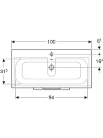 Geberit Selnova Square 2 fiókos mosdószekrény 100 cm, keskeny peremű mosdóval, matt láva 501.245.00.1