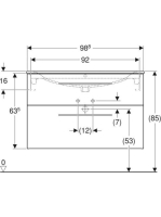 Geberit Selnova Square 2 fiókos mosdószekrény 100 cm, keskeny peremű mosdóval, matt láva 501.245.00.1