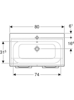 Geberit Selnova Square 2 ajtós mosdószekrény 80 cm, keskeny peremű mosdóval, magasfényű fehér 501.256.00.1