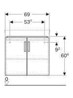 Geberit Selnova Compact 2 ajtós alsó szekrény sarok mosdóhoz 69x55 cm, fényes világosszürke 501.485.00.1