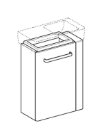 Geberit Selnova Comfort alsó szekrény kézmosóhoz 50 cm, jobb oldali törölközőtartó, rövidített kivitel, világosszürke 501.497.00.1