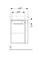 Geberit Selnova Comfort alsó szekrény kézmosóhoz 50 cm, jobb oldali törölközőtartó, rövidített kivitel, világosszürke 501.497.00.1