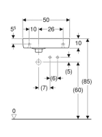 Geberit Selnova Compact jobbos kézmosó 50x25 cm, rövidített kivitel 501.513.00.7