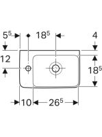 Geberit Selnova Compact balos 40x25 cm kerámia kézmosó túlfolyóval, fehér 501.518.00.7