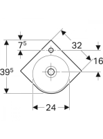 Geberit Selnova Compact sarok 45x39.5 cm kézmosó túlfolyóval, fehér 501.519.00.7