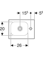 Geberit iCon Light kézmosó 38x28 cm, jobb oldali csaplyukkal, túlfolyó nélkül, matt fehér 501.830.JT.1