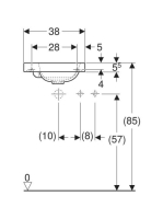 Geberit iCon Light kézmosó 38x28 cm, bal oldali csaplyukkal, túlfolyó nélkül, matt fehér 501.831.JT.1