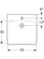 Geberit Selnova Comfort akadálymentes mosdó 60x55 cm, csaplyukkal, túlfolyó nélkül 502.770.00.7