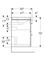 Geberit Selnova Square Set mosdószekrény mosdóval 59x70 cm, két fiókkal, fényes fehér 502.868.00.1