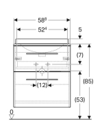 Geberit Selnova Square Set mosdószekrény mosdóval 59x70 cm, két fiókkal, matt láva 502.869.00.1