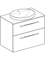 Geberit Selnova Square Set mosdószekrény mosdóval 79x70 cm, két fiókkal, hikoridió 502.874.00.1