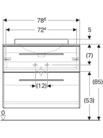 Geberit Selnova Square Set mosdószekrény mosdóval 79x70 cm, két fiókkal, hikoridió 502.874.00.1
