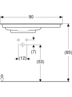 Geberit ONE balos mosdó hátsó lefolyóval 90x48 cm, KeraTect, csaplyuk és túlfolyó nélkül 505.008.00.1