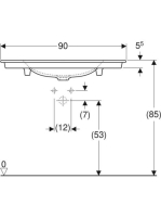 Geberit One beépíthető mosdó 90x48 cm csaplyuk és túlfolyó nélkül, KeraTect felület bevonattal 505.011.01.3