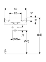 Geberit One pultra ültethető mosdó 50x40 cm csaplyukkal, túlfolyó nélkül, KeraTect bevonattal 505.030.01.6