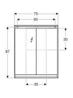 Geberit One tükrös szekrény két ajtóval 75x90 cm, világítással, alumínium 505.812.00.1