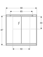 Geberit One tükrös szekrény két ajtóval 90x90 cm, világítással, fehér 505.813.00.2