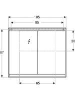 Geberit One tükrös szekrény két ajtóval 105x90 cm, világítással, fehér 505.814.00.2