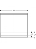 Geberit One 2 ajtós tükrös szekrény nyitott polccal 90x105, ComfortLight világítással, alumínium 505.824.00.1