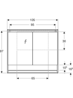 Geberit One tükrös szekrény nyitott polccal és világítással 105x90 cm, két ajtóval, alumínium 505.834.00.1