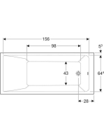 Geberit Selnova Square 170x75 cm egyenes fürdőkád lábakkal 554.385.01.1