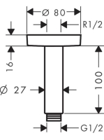 Hansgrohe S 100 mennyezeti csatlakozó, szálcsiszolt fekete króm 27393340