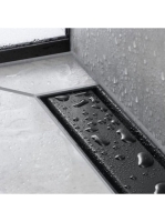 Hansgrohe RainDrain Match Zuhanylefolyó 100 cm, állítható magasságú kerettel, matt fekete 56041670